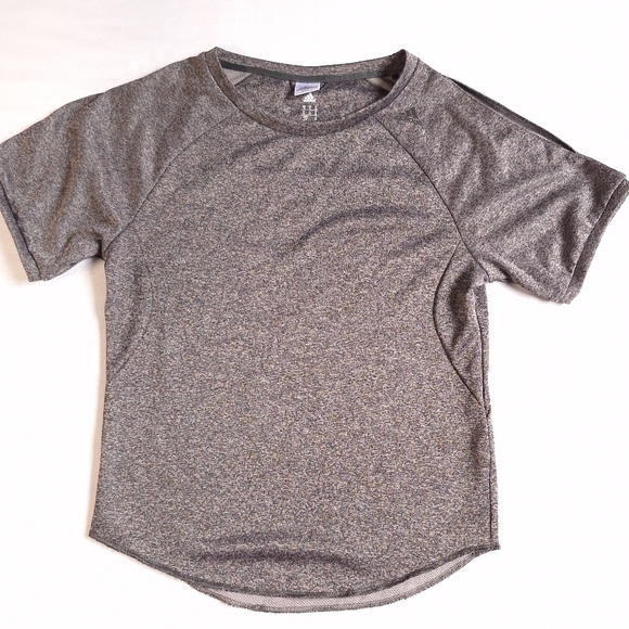 Adidas Climate Sample Heathered Gray Short Sleeve Cold Shoulder Shirt, Medium - Picture 1 of 12